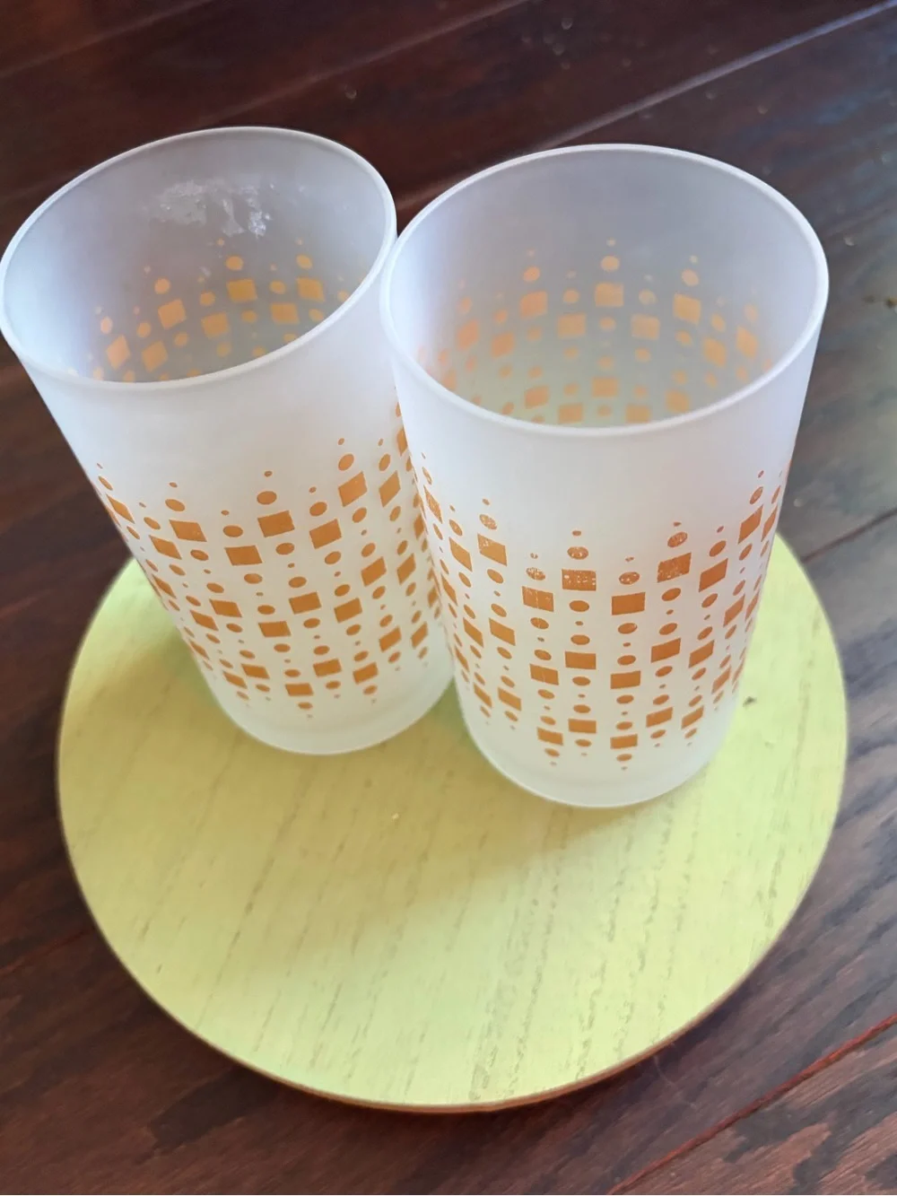 Pair of frosted glass MCM glasses